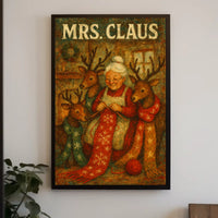 Mrs. Claus And Her Reindeer Companions Poster