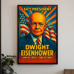 Dwight D. Eisenhower 34th President of the United States Colorful Comic Book Style Poster