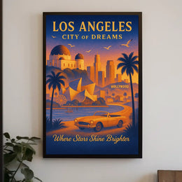 City of Dreams: Los Angeles Vintage Travel Poster
