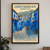 Chefchaouen Dreamscape: The Blue Pearl Poster