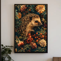 Hedgehog in Bloom Wall Art Print Decor
