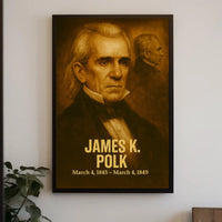 James K Polk Poster Vintage Analog Film Aesthetic Presidential Portrait Wall Art Historical Print