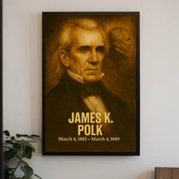 James K Polk Poster Vintage Analog Film Aesthetic Presidential Portrait Wall Art Historical Print