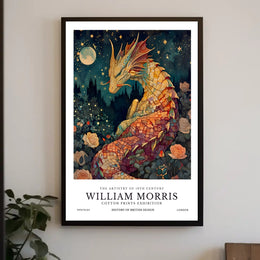 Artistic Dragon and Roses: 19th Century Heritage Poster