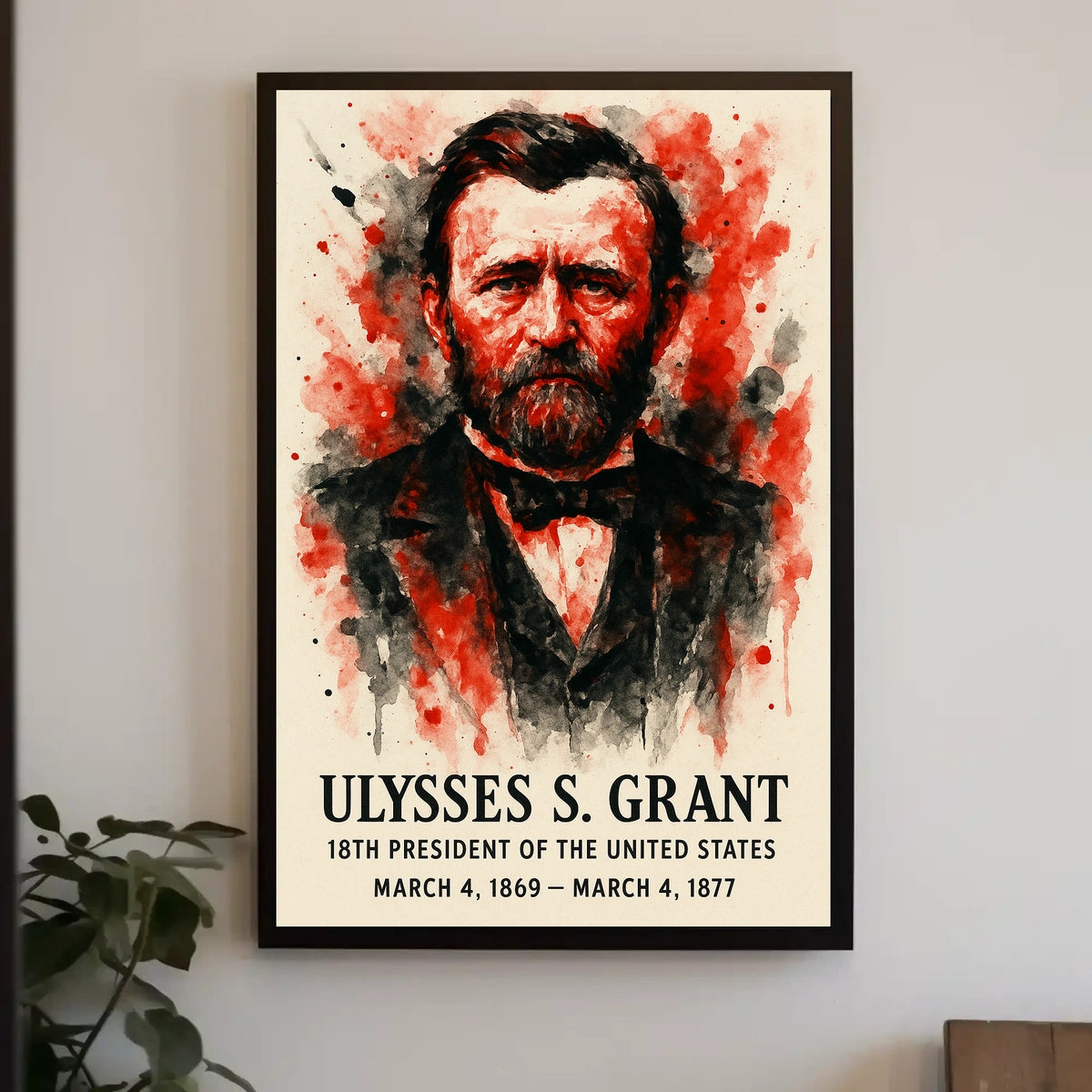 Ulysses S. Grant Watercolor Portrait Historical or Presidential Poster
