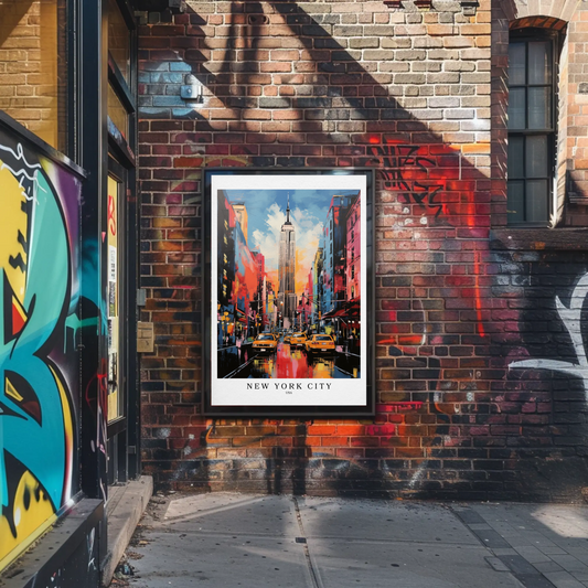 New York City Empire State Colorful Skyline Travel Poster