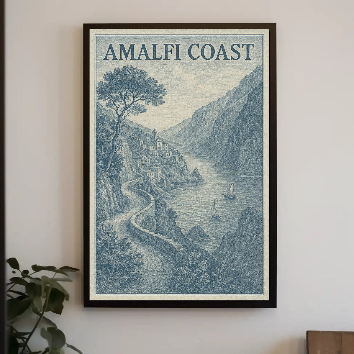Amalfi Coast Scenic Poster Wall Art for Coastal Decor