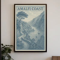 Amalfi Coast Scenic Poster Wall Art for Coastal Decor