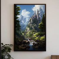 Enchanted Mountain Castle Poster PosterGoat