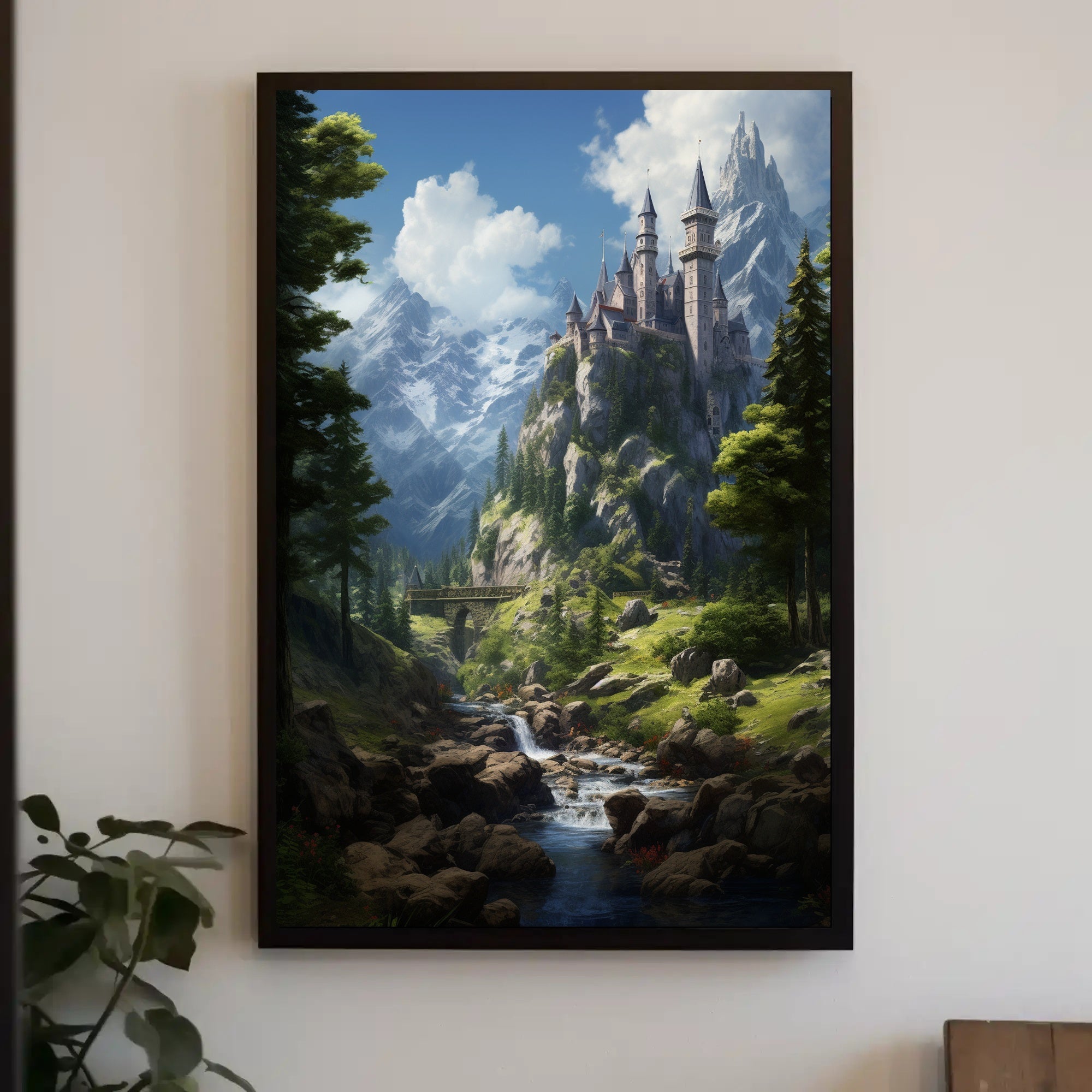 Enchanted Mountain Castle Poster PosterGoat