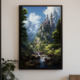 Enchanted Mountain Castle Poster PosterGoat