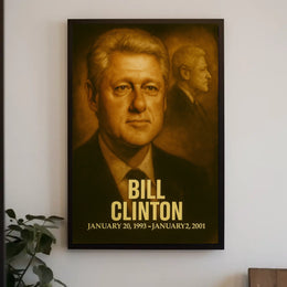 Bill Clinton Poster Vintage Analog Film Aesthetic Presidential Portrait Wall Art Print USA History