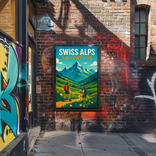 Swiss Alps Hiking Adventure Scenic Mountain Travel Poster
