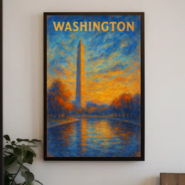 Washington Monument At Sunset Poster