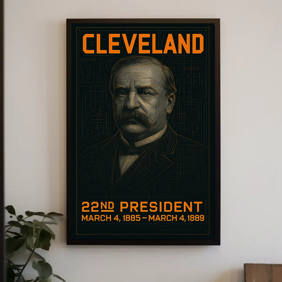 Grover Cleveland 22nd President of the United States Techno Schematic Poster