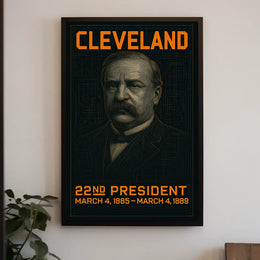 Grover Cleveland 22nd President of the United States Techno Schematic Poster