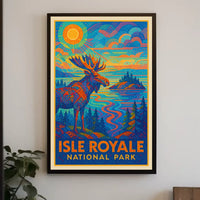 Isle Royale National Park Moose Wildlife Scenic Poster