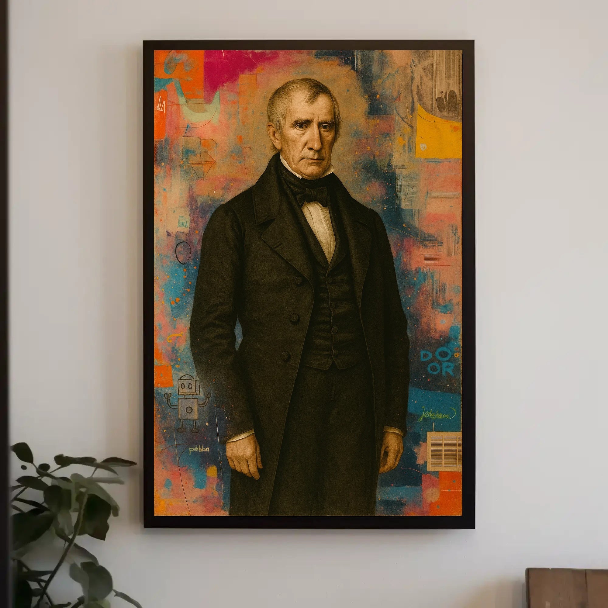 Distinguished Classical Portrait with Modern Abstract Artistic Poster