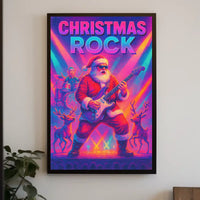 Christmas Rock Santa Guitar Festive Poster
