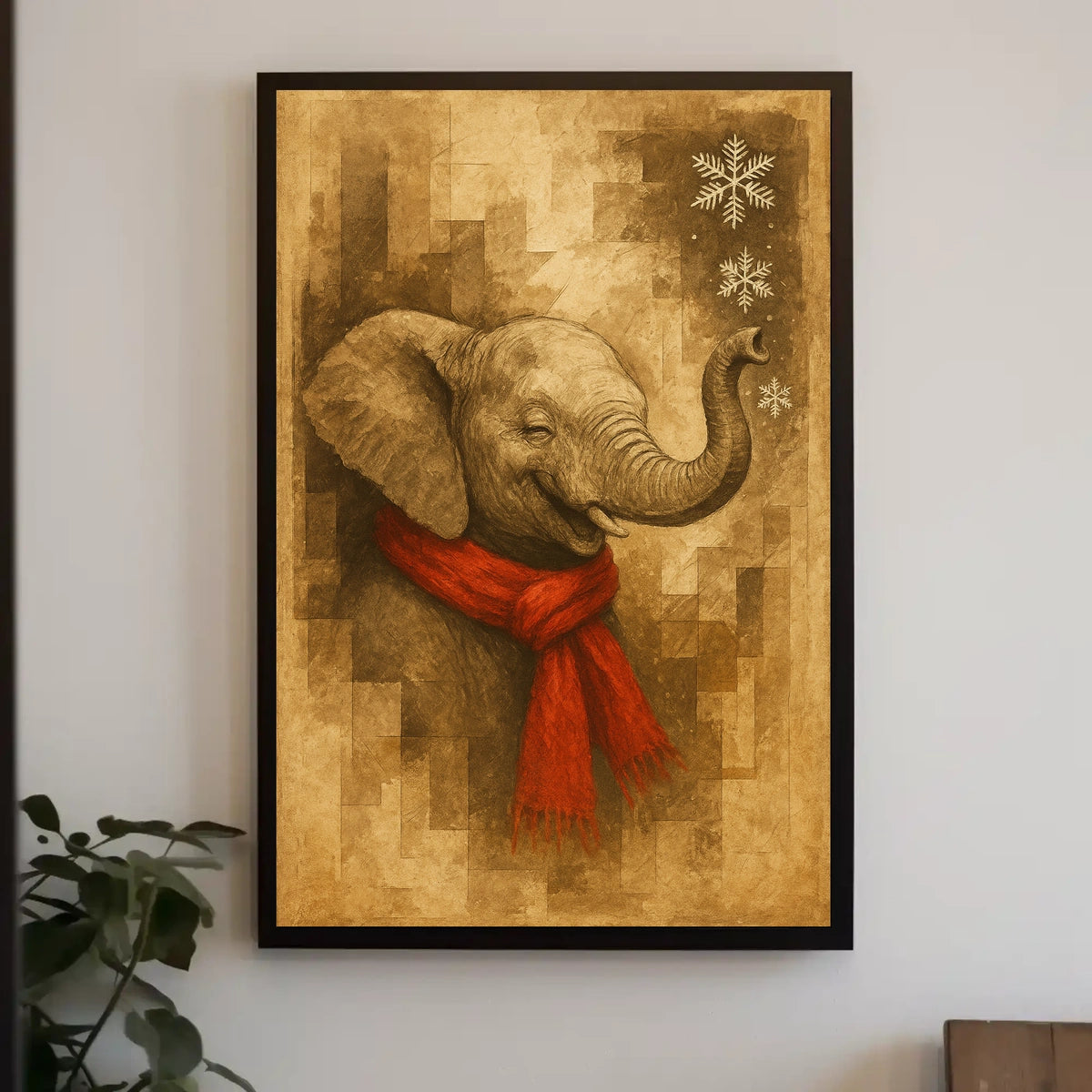 Festive Elephant in Winter Poster
