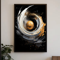 Golden Orb Abstract Art Print - Abstract Poster