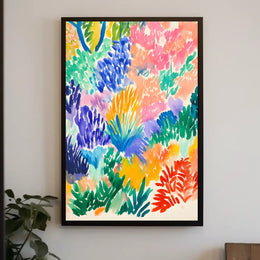 Vibrant Abstract Garden Scene Modern Art Poster