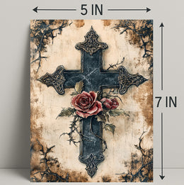 Roses And Cross Poster