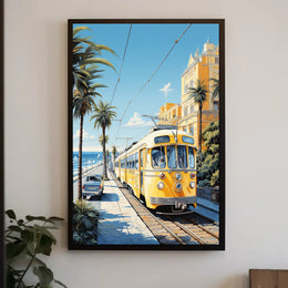 Coastal Tram Journey Poster