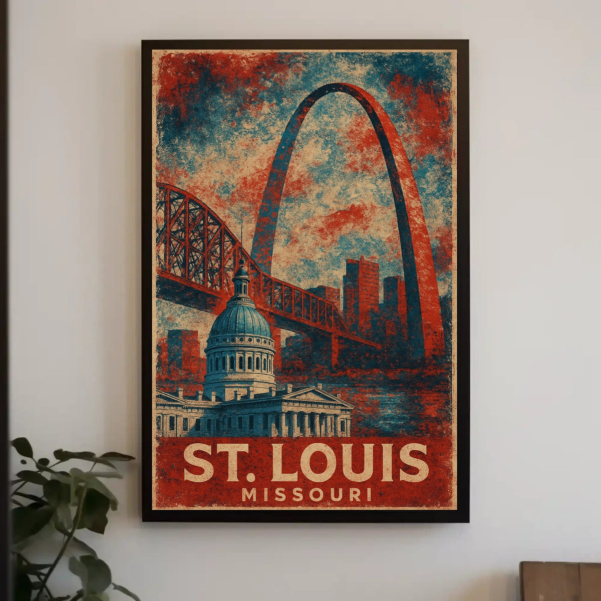 St Louis Gateway Arch Vintage Travel Poster