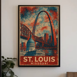 St Louis Gateway Arch Vintage Travel Poster