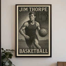Jim Thorpe Basketball Heritage Art Poster