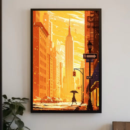 New York City Skyscraper Sunset Poster Modern Wall Art