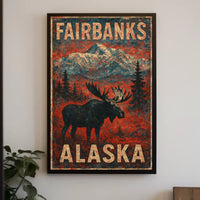 Alaskan Wilderness Moose Vintage Adventure Poster