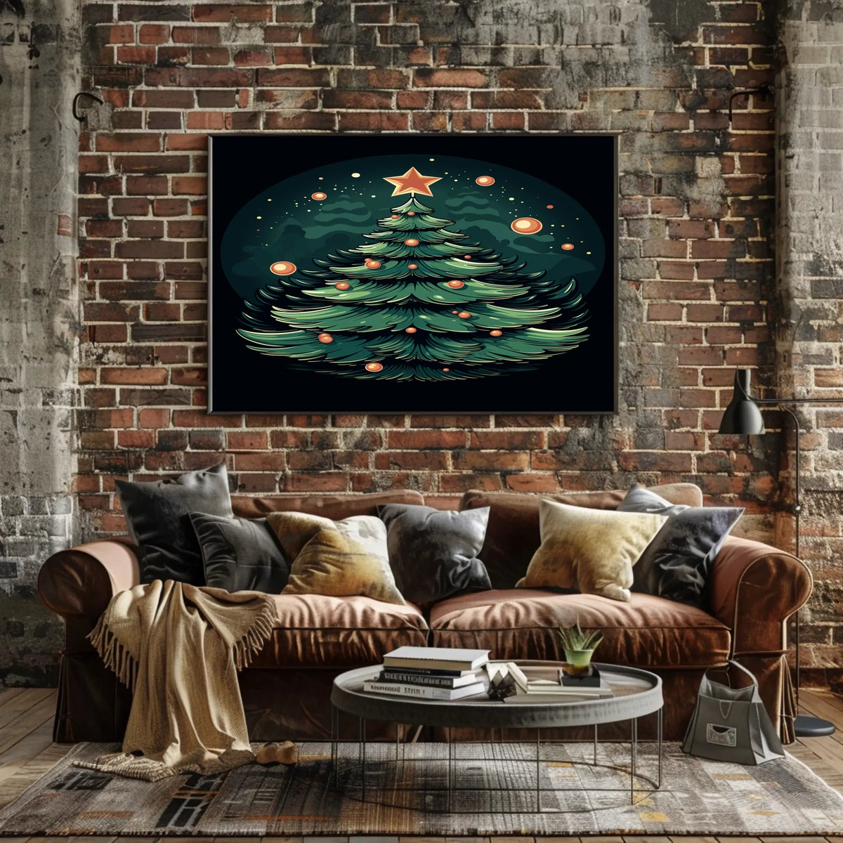 Festive Christmas Tree Illustration Poster