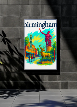 Birmingham Michigan Wall Art Vintage Travel Poster