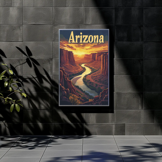 Arizona Vintage Poster - Canyon Sunset