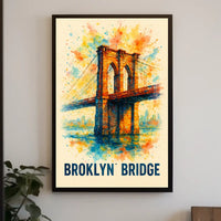 Brooklyn Bridge Vibrant Watercolor Art Poster Print