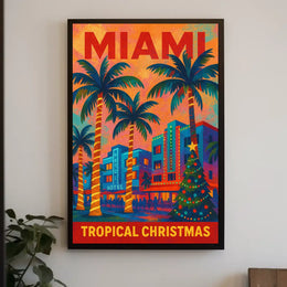 Miami Tropical Christmas Poster