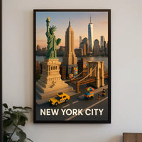 New York City Block Style Poster Abstract Wall Art