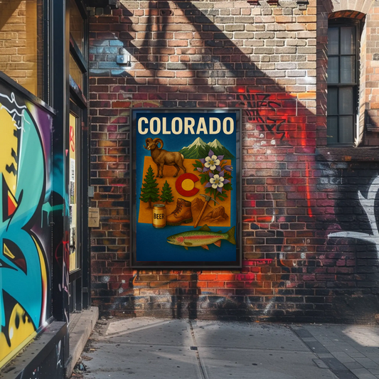 Colorado Outdoors Symbols Wildlife Heritage Travel Poster