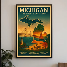 Discover Michigan The Great Lakes State Poster