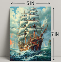 Majestic Sailing Ship At Sea Poster