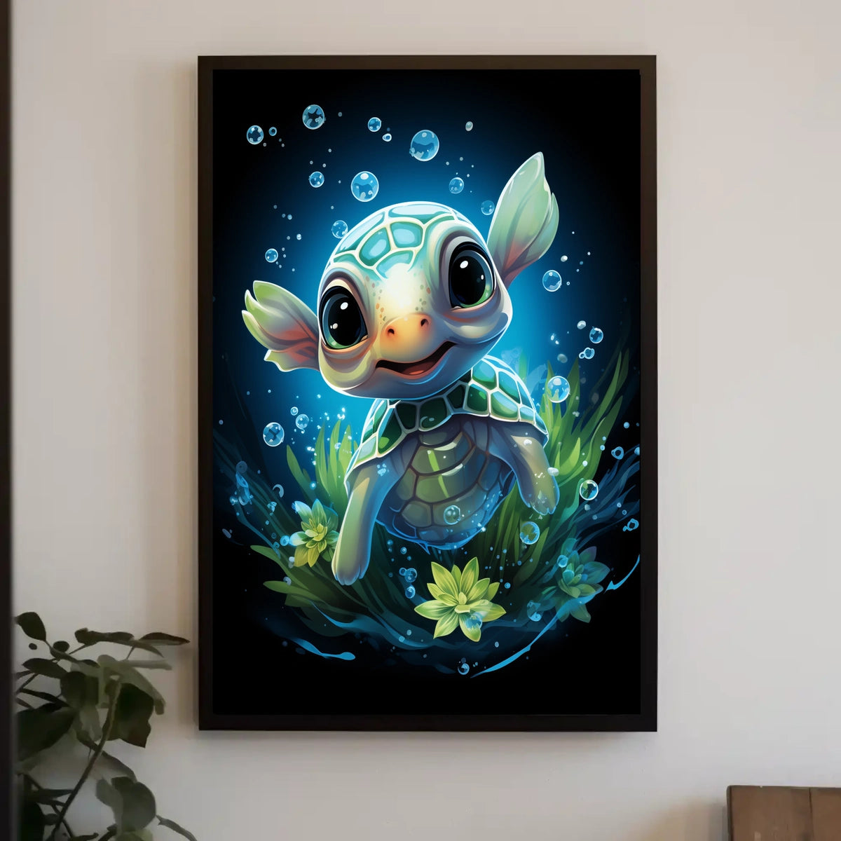 Whimsical Baby Turtle Underwater Fantasy Art Poster