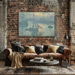 Serene Impressionist Harbor Scene Poster