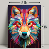 Geometric Wolf Art Poster PosterGoat