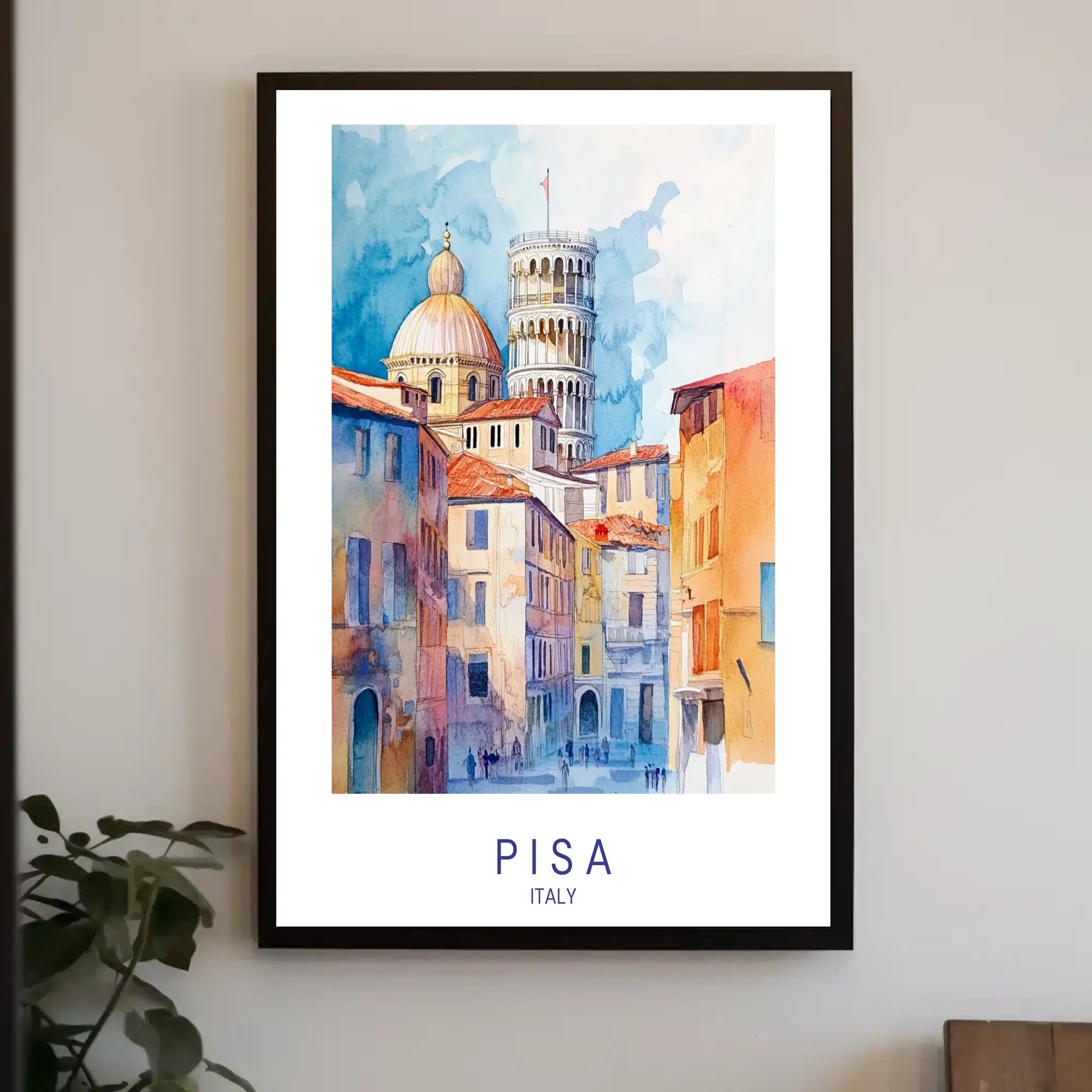 Pisa Leaning Tower Watercolor Art Travel Poster PosterGoat