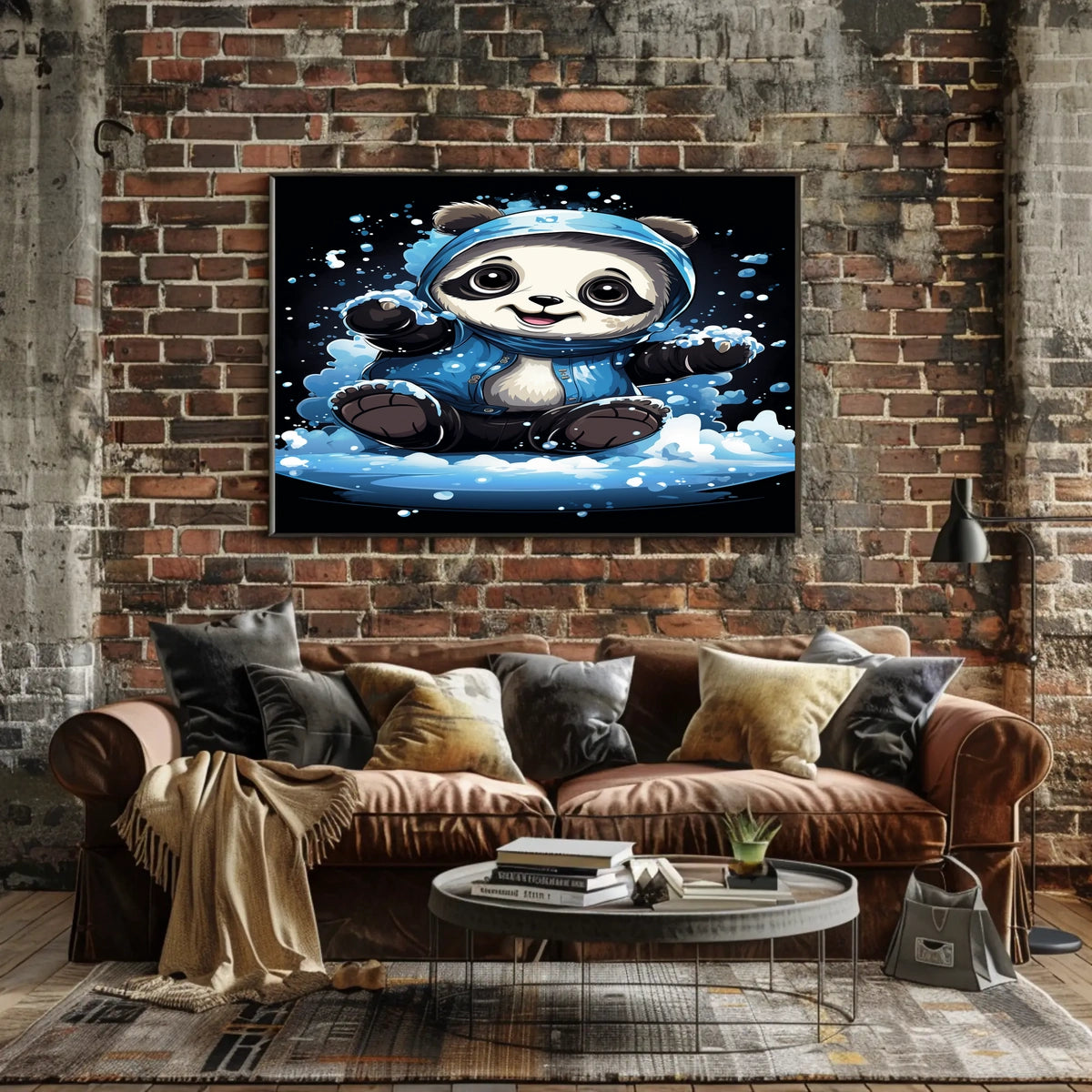 Playful Panda In The Snow Poster