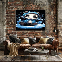 Playful Panda In The Snow Poster