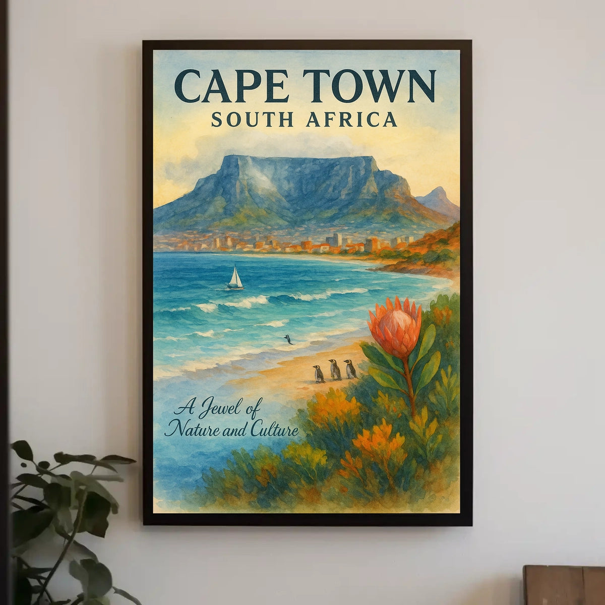 Cape Town Tranquility: Watercolor Art Poster Print