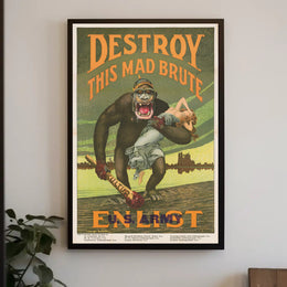 Menacing Gorilla WWI Military Recruitment Poster